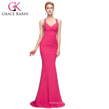 Grace Karin Sexy Damen Mantel Backless Hot Pink Lange Abendkleider CL6080-3